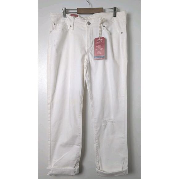 Levi's Modern Slim Cuff White Denim Jeans Size 12 Distressed Stretch NEW - Picture 1 of 10